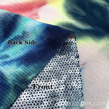 Tissu de paillettes brodées en jersey en polyester